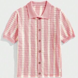 Pink Striped Men Shirt